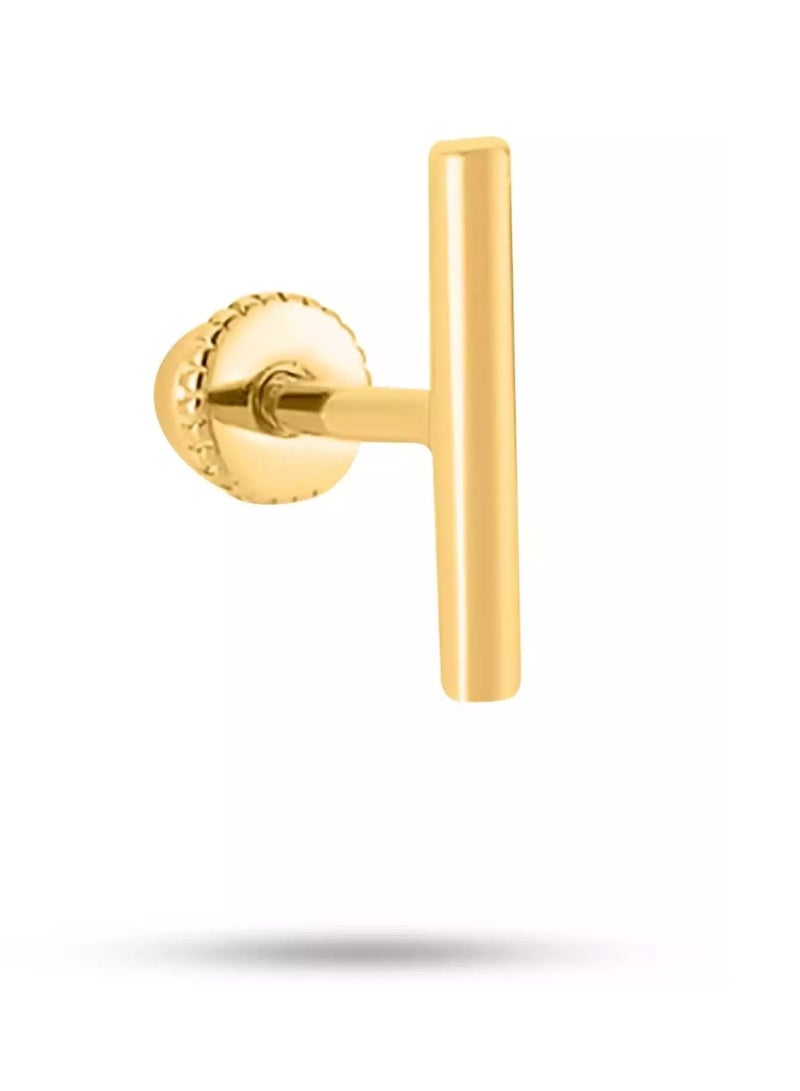 روبي آرت الذهب حلق أذن من الذهب الخالص عيار 18 قيراطًا، تصميم بسيط، مضاد للحساسية، 0.59 جرام - Image 1